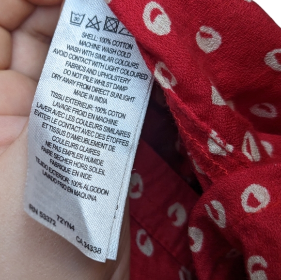 French Connection Red Polka Dot Button Down Shirt Size 6 ❤️ - Picture 11 of 13